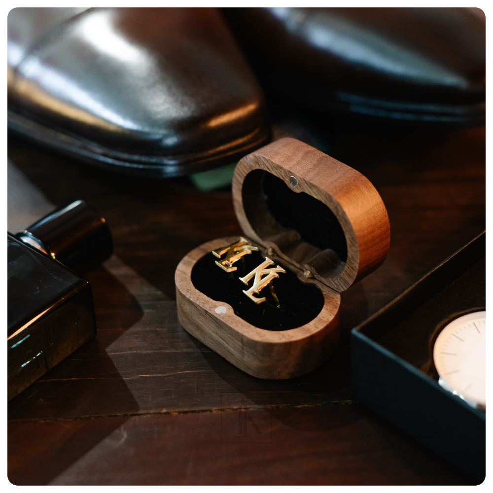 Par de Abotoaduras Personalizadas Exclusivas com Suas Iniciais | Presente Perfeito para Noivos, Padrinhos e Executivos - Luks