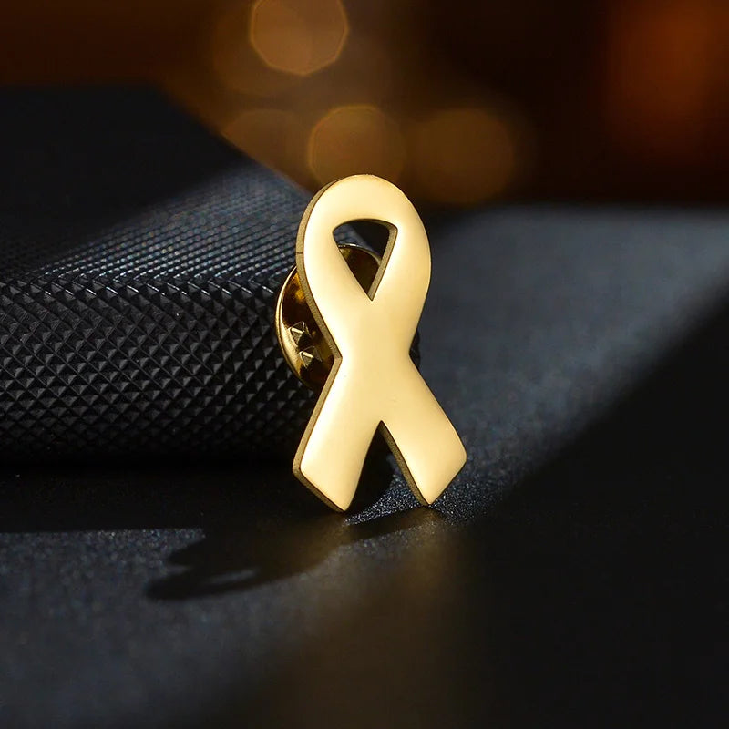 Pin de Lapela Laço Solidário - Acessório Elegante em Aço Inoxidável - Símbolo de Conscientização e Apoio