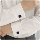 Abotoaduras Luks Quadradas Esmaltadas Azuis