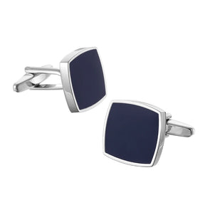 Abotoaduras Luks Quadradas Esmaltadas Azuis