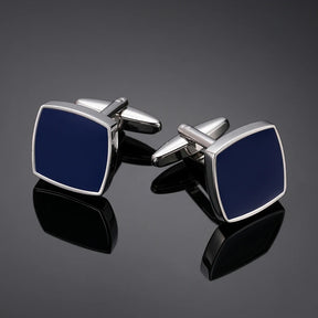 Abotoaduras Luks Quadradas Esmaltadas Azuis