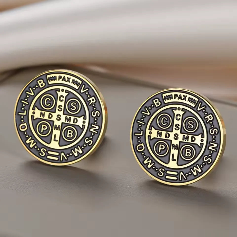 Abotoaduras de São Bento - Talismã de Proteção Vintage