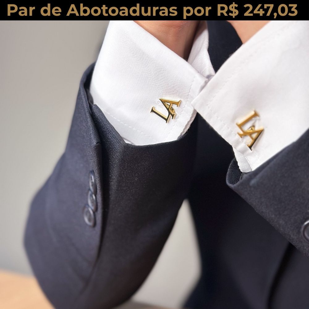 Par de Abotoaduras Personalizadas com Iniciais [Banhado a Ouro ou Prata]