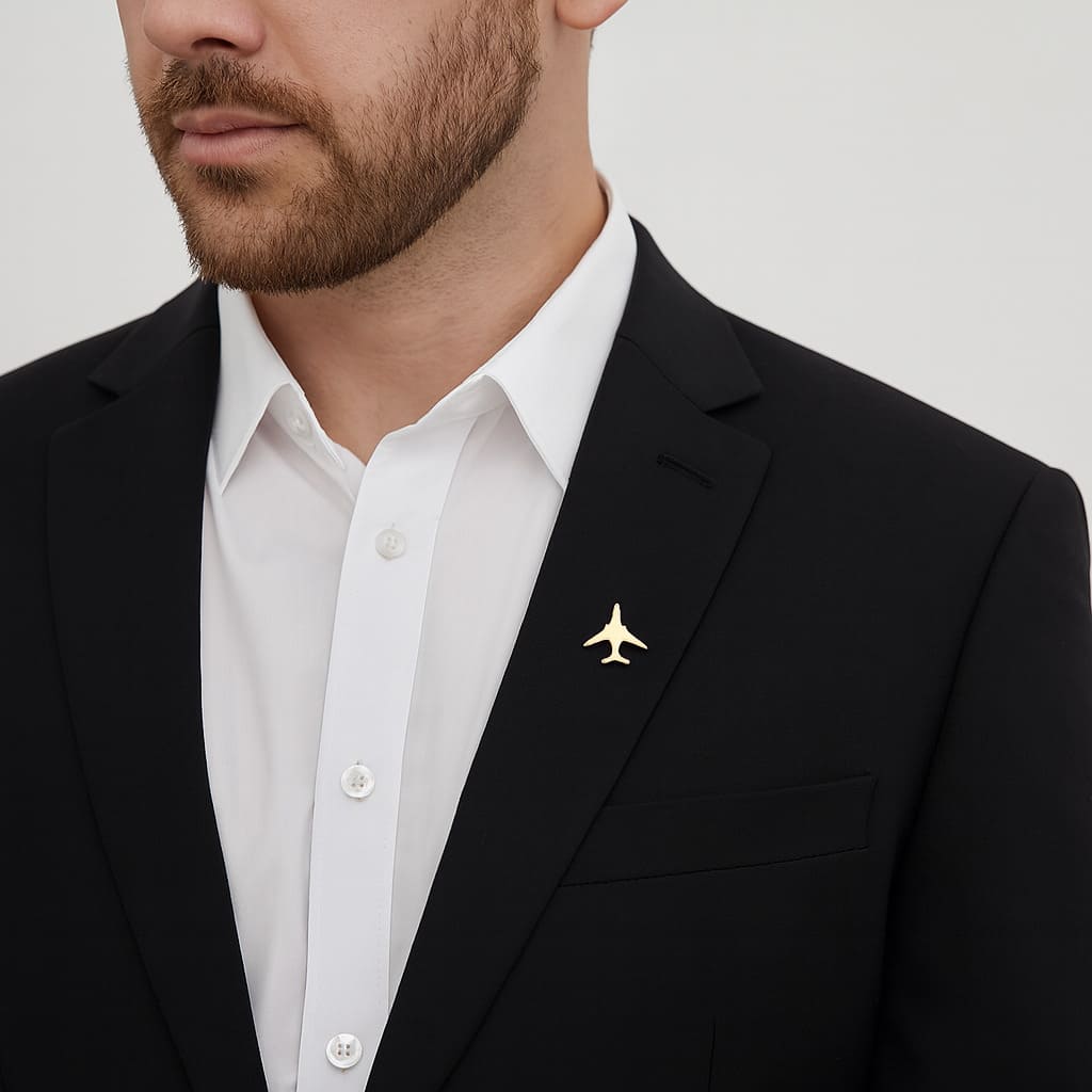 Pin de Lapela Aeronave Luks Premium | Acessório Elegante em Aço Inoxidável | Presente Exclusivo para Amantes de Aviação
