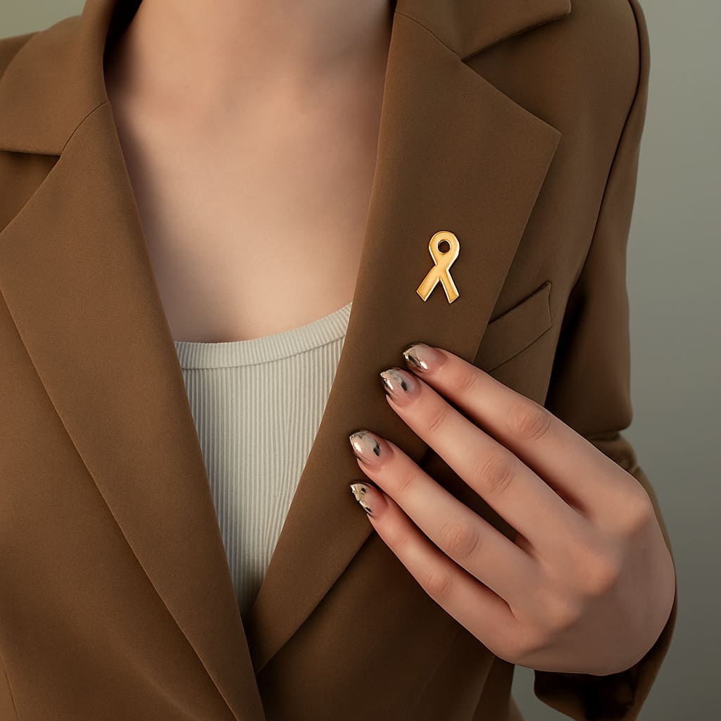 Pin de Lapela Laço Solidário - Acessório Elegante em Aço Inoxidável - Símbolo de Conscientização e Apoio