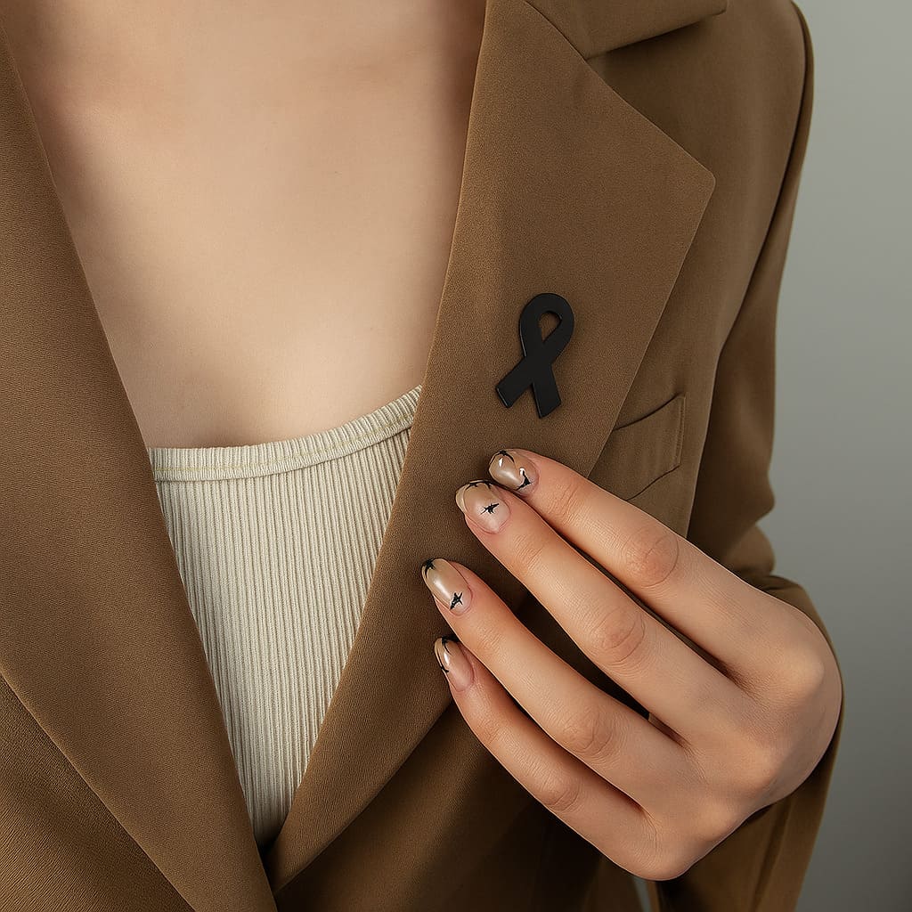 Pin de Lapela Laço Solidário - Acessório Elegante em Aço Inoxidável - Símbolo de Conscientização e Apoio