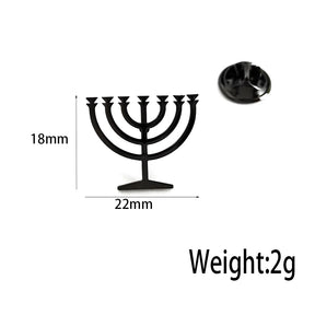 Pin de Lapela Luks Masculino Menorá Judaica em Aço Inoxidável - Acessório de Terno, Decoração, Presente de Casamento