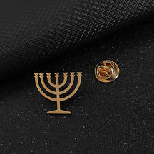 Pin de Lapela Luks Masculino Menorá Judaica em Aço Inoxidável - Acessório de Terno, Decoração, Presente de Casamento