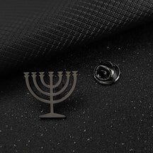Pin de Lapela Luks Masculino Menorá Judaica em Aço Inoxidável - Acessório de Terno, Decoração, Presente de Casamento