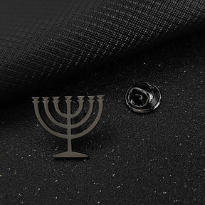 Pin de Lapela Luks Masculino Menorá Judaica em Aço Inoxidável - Acessório de Terno, Decoração, Presente de Casamento